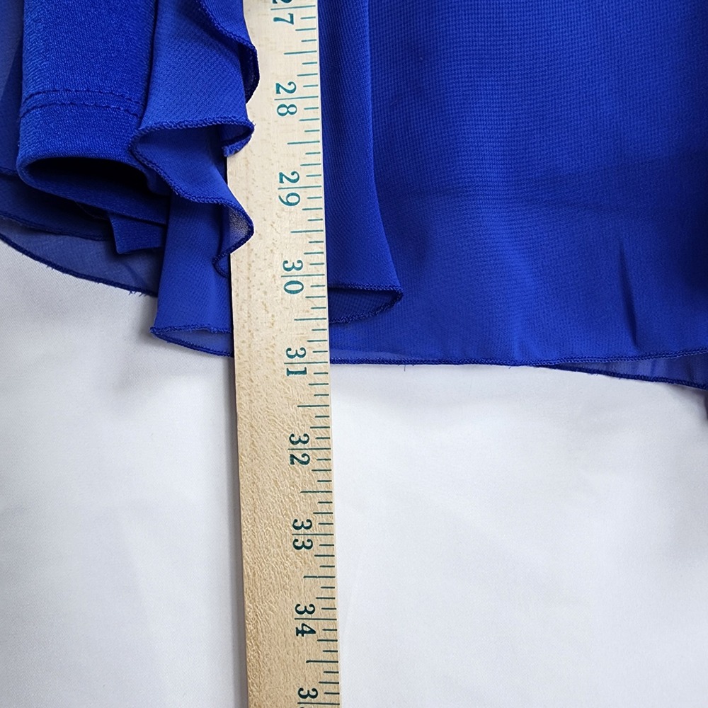 Womens Royal Blue Chiffon Sheer Blouse Top Blouse Plus 26/28 Flowy Cruise Travel - Picture 10 of 11